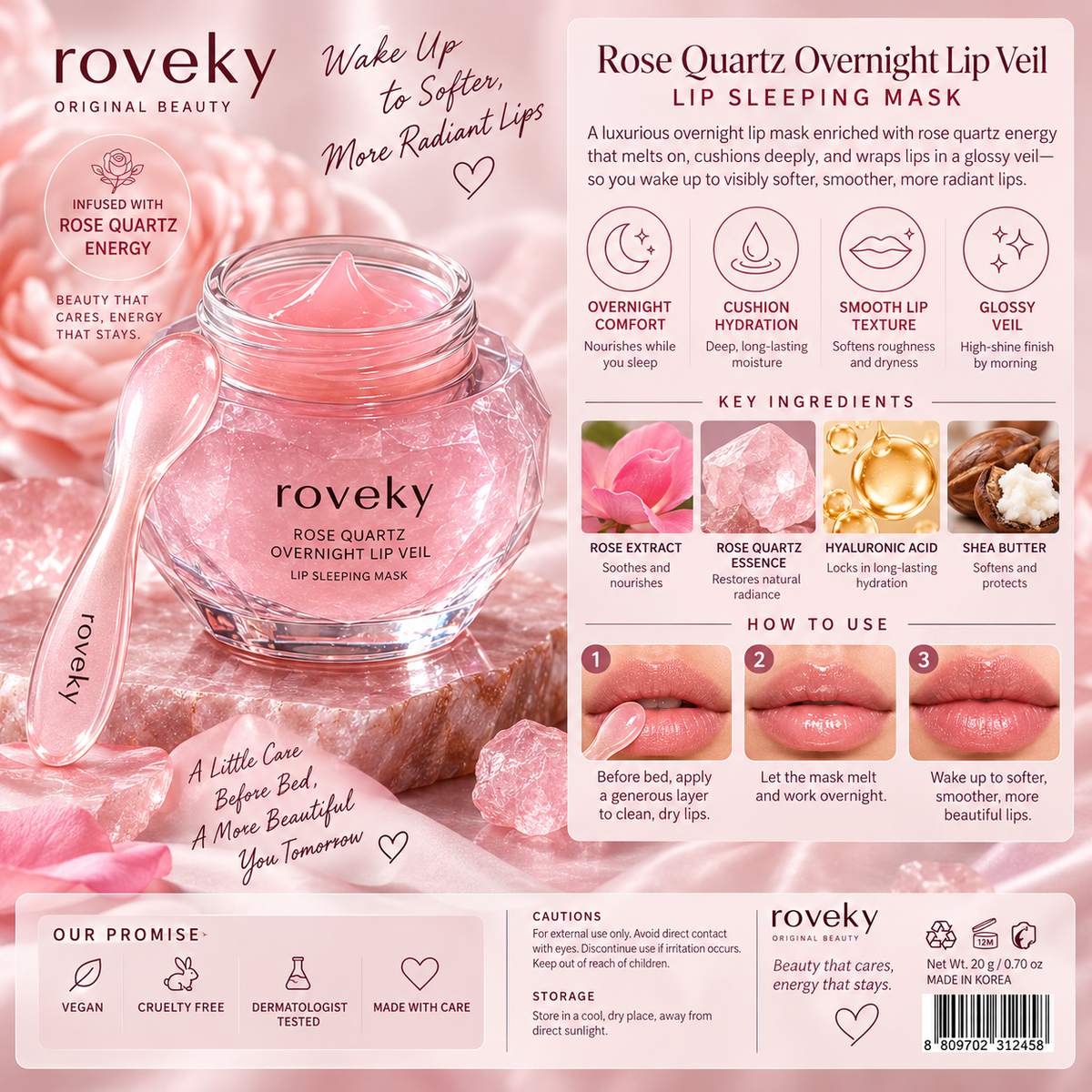 roveky™ Rose Quartz Overnight Lip Veil